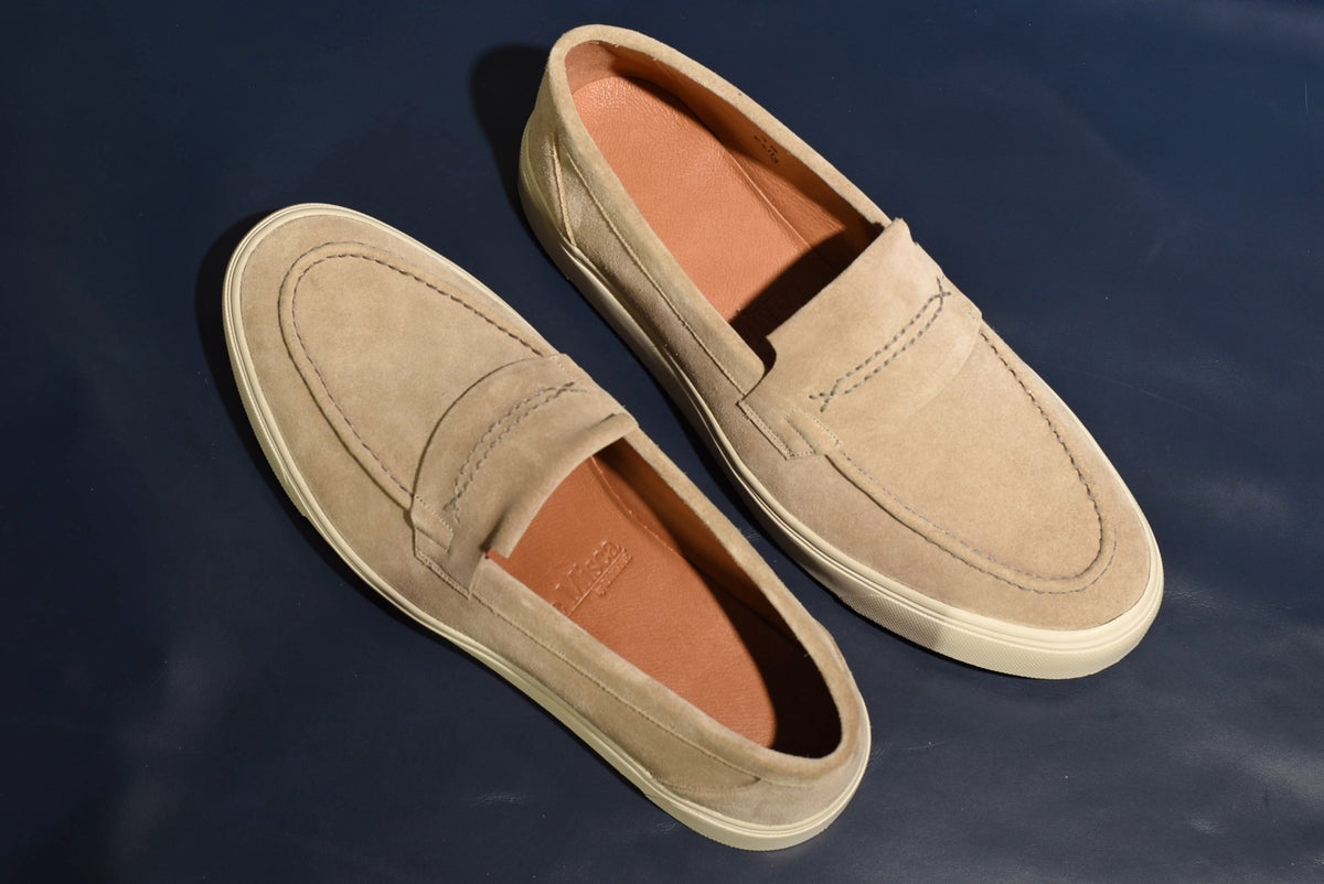 “Kelly” Coin Loafer, Beige Comfort Shoes, Vibram Cup Sole, US size 5 1/2 ~ 10