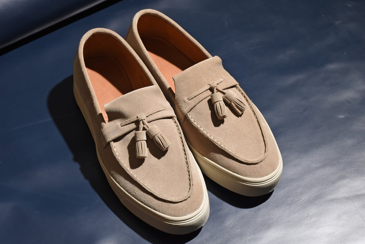 “Sirius” Tasseled Loafer, Beige Comfort Shoes, Vibram Cup Sole, US size 5 1/2 ~ 10