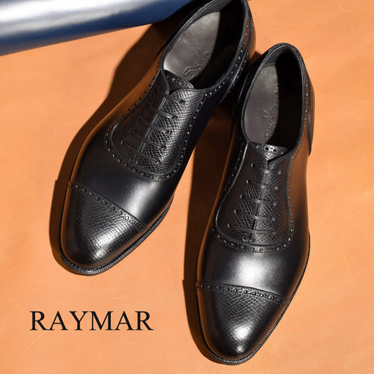 “Felix” Combination Adelaide, Black Dress Shoes, Horween Hatch Grain & Weinheimer Box calf, Hand welted, US size 5 1/2 ~ 11