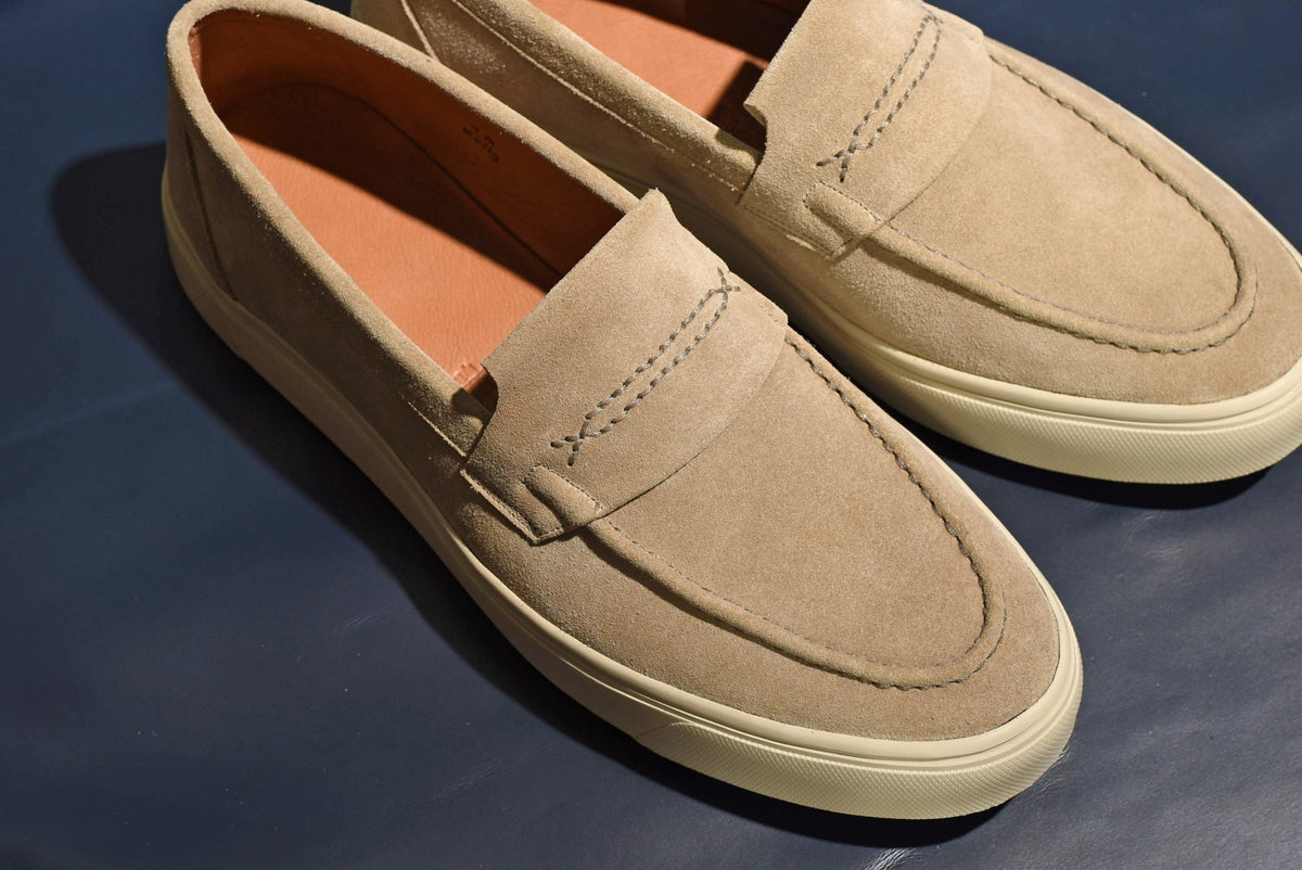 “Kelly” Coin Loafer, Beige Comfort Shoes, Vibram Cup Sole, US size 5 1/2 ~ 10
