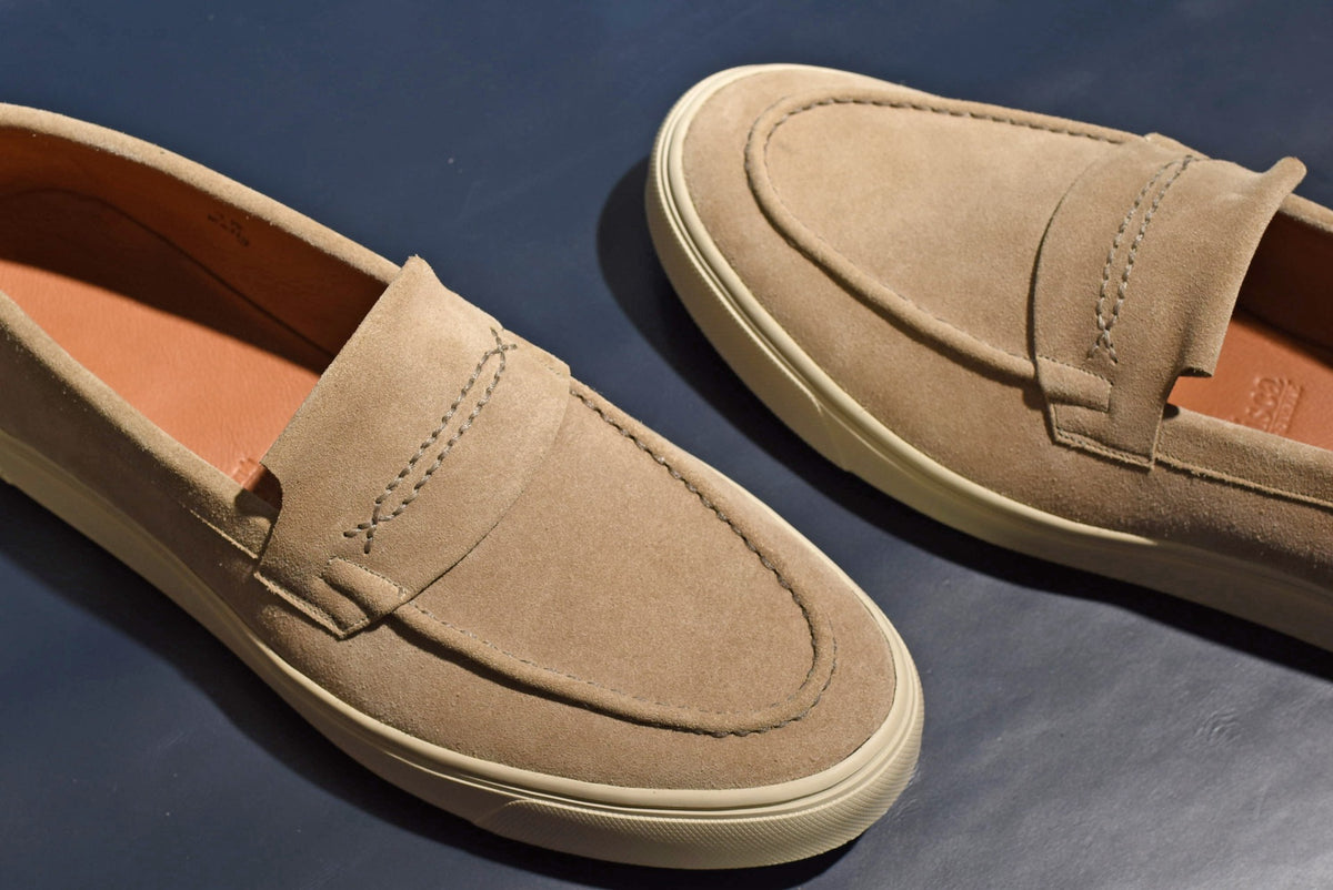 “Kelly” Coin Loafer, Beige Comfort Shoes, Vibram Cup Sole, US size 5 1/2 ~ 10