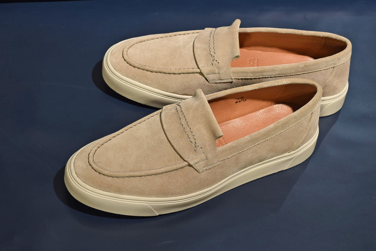 “Kelly” Coin Loafer, Beige Comfort Shoes, Vibram Cup Sole, US size 5 1/2 ~ 10