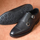 “Talia” Double Monk Strap, Black Dress Shoes, Grained Leather, Goodyear welted, US size 5 1/2 ~ 10