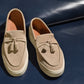 “Sirius” Tasseled Loafer, Beige Comfort Shoes, Vibram Cup Sole, US size 5 1/2 ~ 10