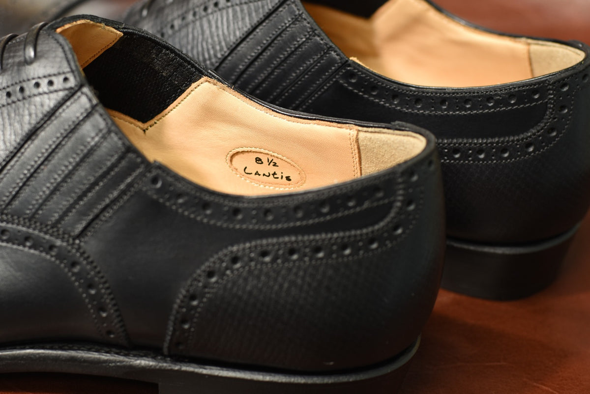 “Lantis” Combination Lazyman, Black Dress Shoes, Horween Hatch Grain & Weinheimer Box calf, J&F.J BAKER Oak Bark Outsole, Hand welted, US size 5 1/2 ~ 10