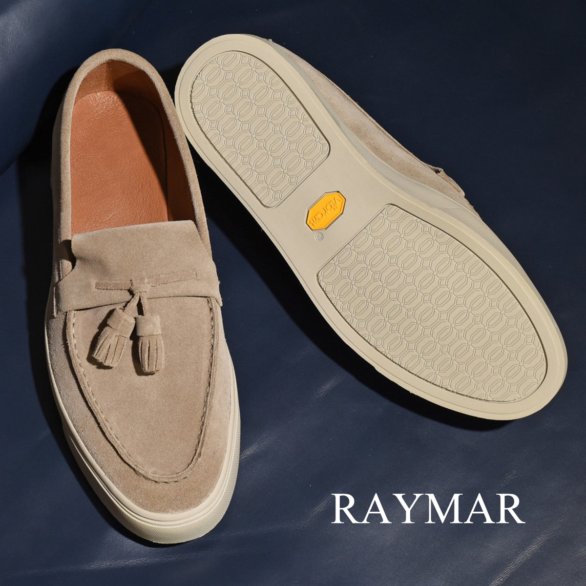 “Sirius” Tasseled Loafer, Beige Comfort Shoes, Vibram Cup Sole, US size 5 1/2 ~ 10