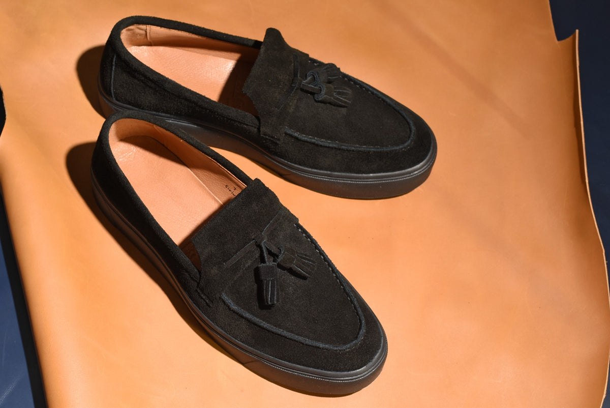 “Sirius” Tasseled Loafer, Black Comfort Shoes, Vibram Cup Sole, US size 5 1/2 ~ 10