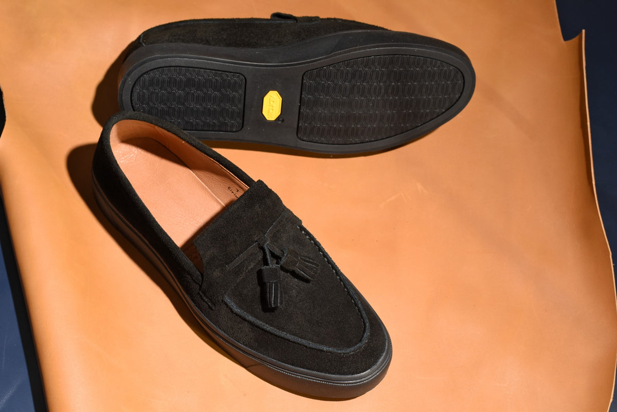 “Sirius” Tasseled Loafer, Black Comfort Shoes, Vibram Cup Sole, US size 5 1/2 ~ 10