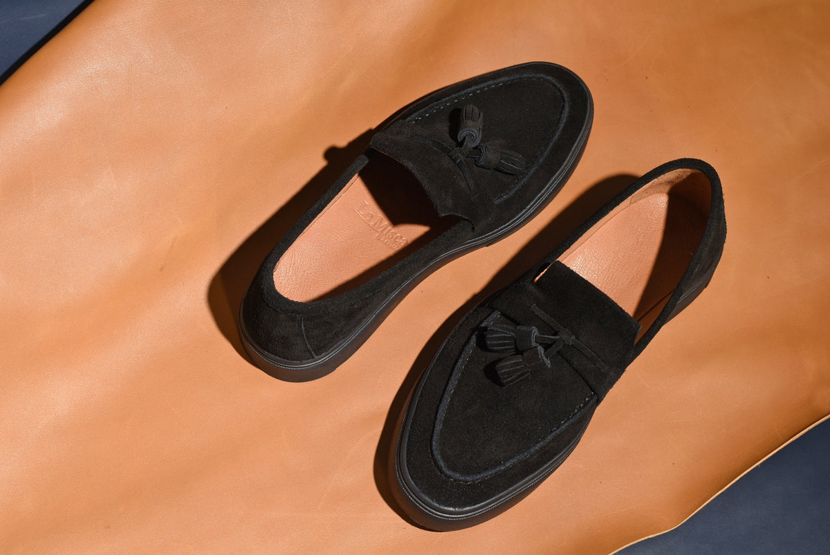 “Sirius” Tasseled Loafer, Black Comfort Shoes, Vibram Cup Sole, US size 5 1/2 ~ 10