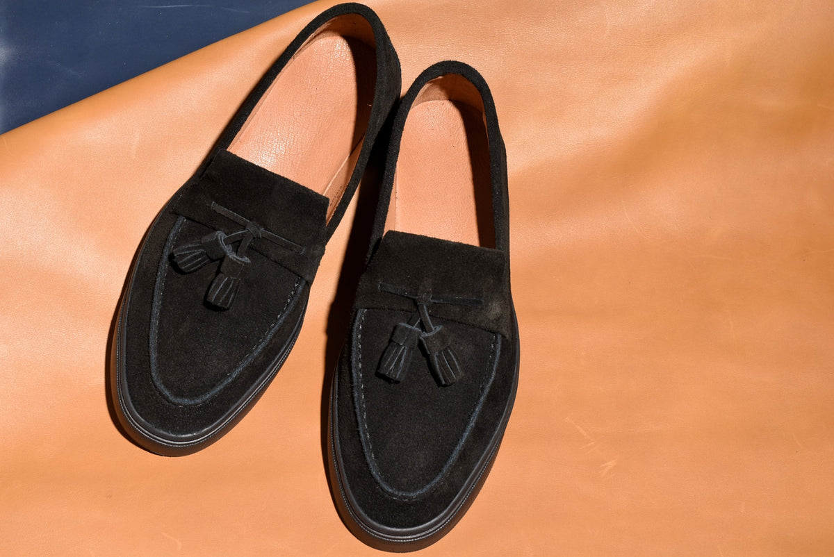 “Sirius” Tasseled Loafer, Black Comfort Shoes, Vibram Cup Sole, US size 5 1/2 ~ 10