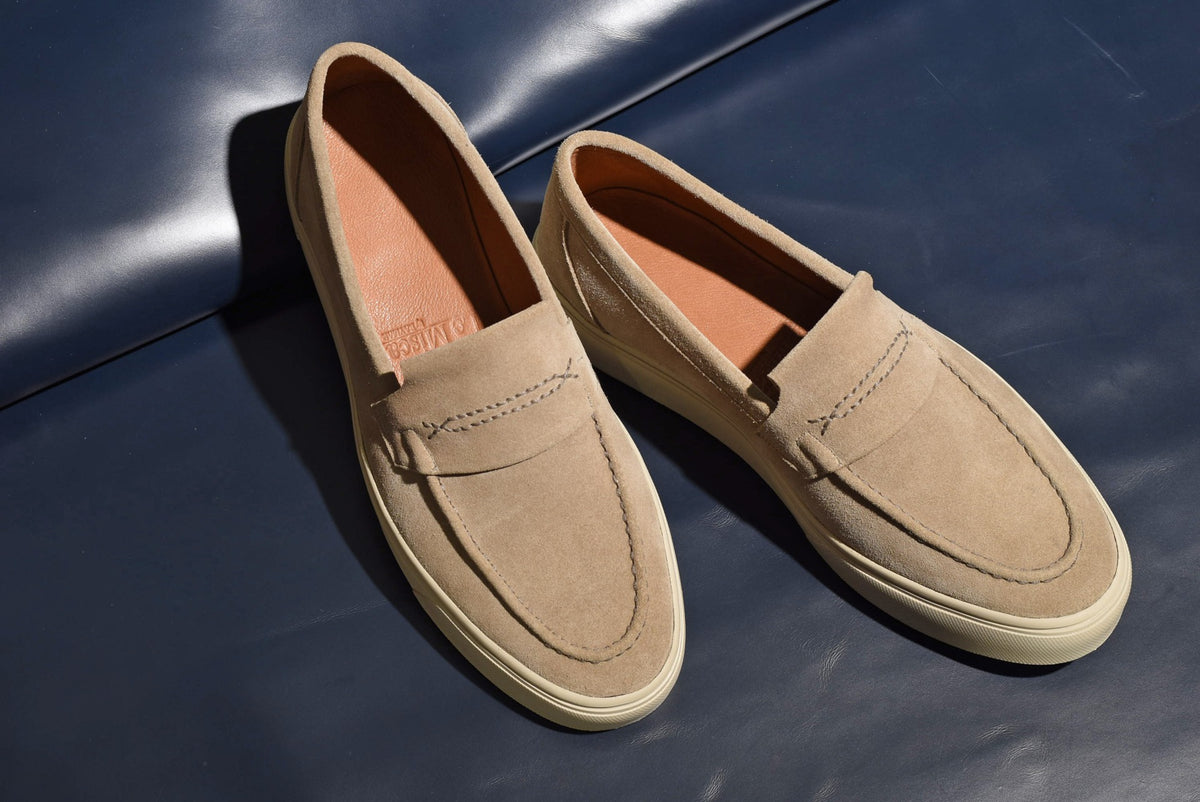 “Kelly” Coin Loafer, Beige Comfort Shoes, Vibram Cup Sole, US size 5 1/2 ~ 10
