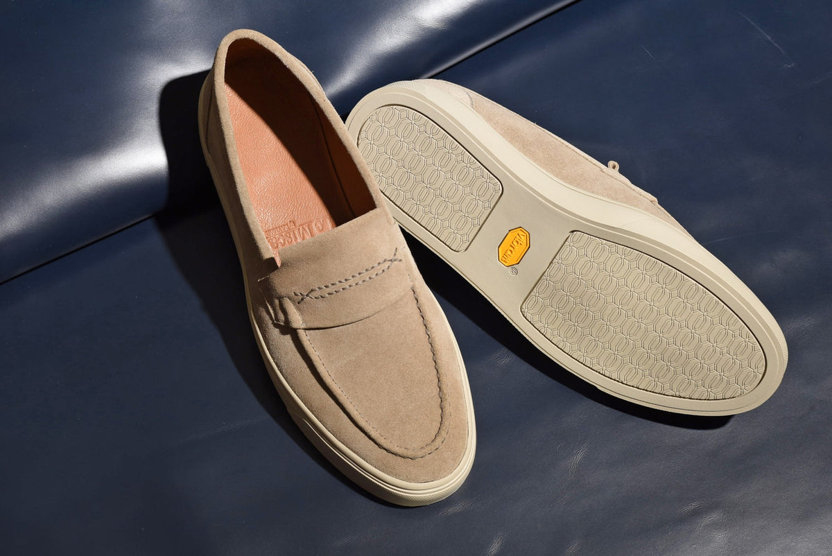 “Kelly” Coin Loafer, Beige Comfort Shoes, Vibram Cup Sole, US size 5 1/2 ~ 10